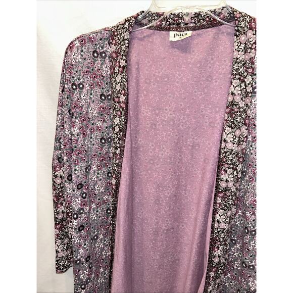 Pact Organic Cotton Staycation Robe Purple Ditzy Floral M/L Sustainable NO BELT - Picture 2 of 11